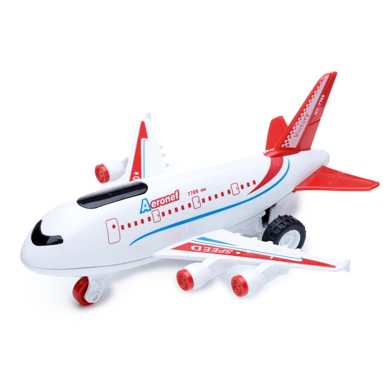 Kids Friction Light & Sound Jumbo Jet Aeroplane - CE/UKCA Marked, EN71 Approved Toy for Kids