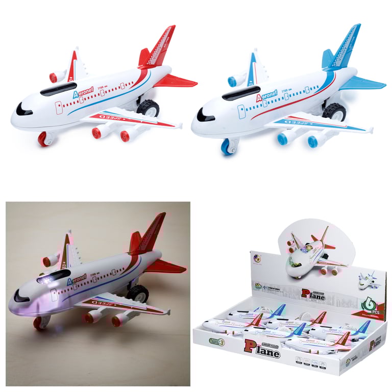 Kids Friction Light & Sound Jumbo Jet Aeroplane - CE/UKCA Marked, EN71 Approved Toy for Kids