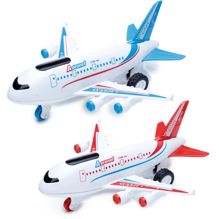 Kids Friction Light & Sound Jumbo Jet Aeroplane - CE/UKCA Marked, EN71 Approved Toy for Kids