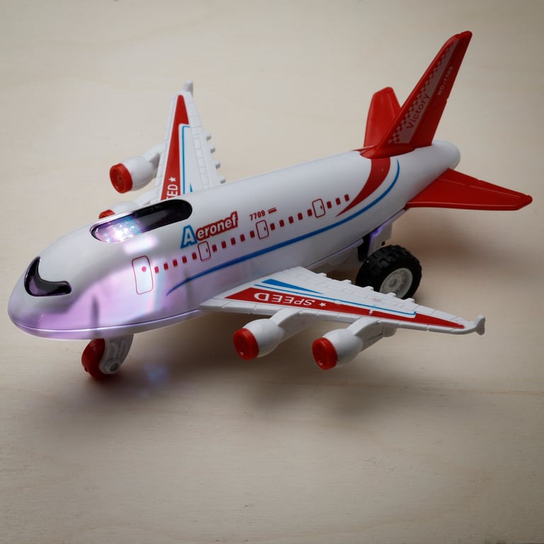 Kids Friction Light & Sound Jumbo Jet Aeroplane - CE/UKCA Marked, EN71 Approved Toy for Kids