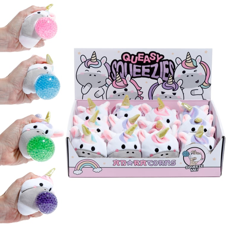 Queasy Squeezies Adoracorns Unicorn CE Marked Fidget Toy with Polyester & Polyacrylate Beads