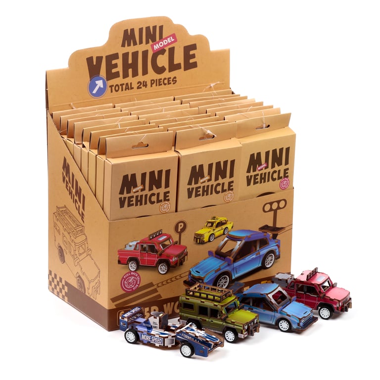 24pc 3D Wooden Jigsaw Puzzle - Motor Vehicles, CE Marked & EN71 Compliant for Kids