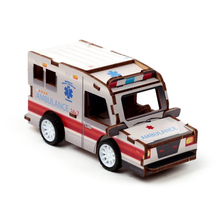 24pc 3D Wooden Jigsaw Puzzle - Motor Vehicles, CE Marked & EN71 Compliant for Kids