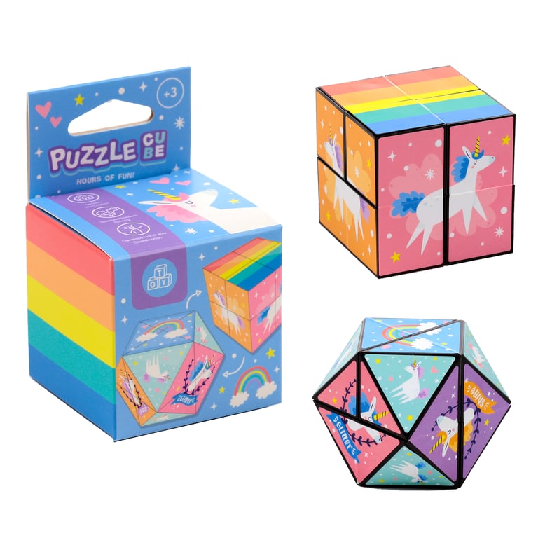 Puzzle Cube Toy - Unicorn Magic (CE/UKCA & EN71 Safety Certified)