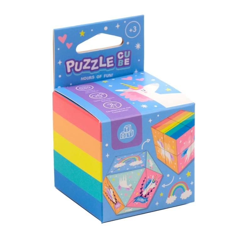 Puzzle Cube Toy - Unicorn Magic (CE/UKCA & EN71 Safety Certified)