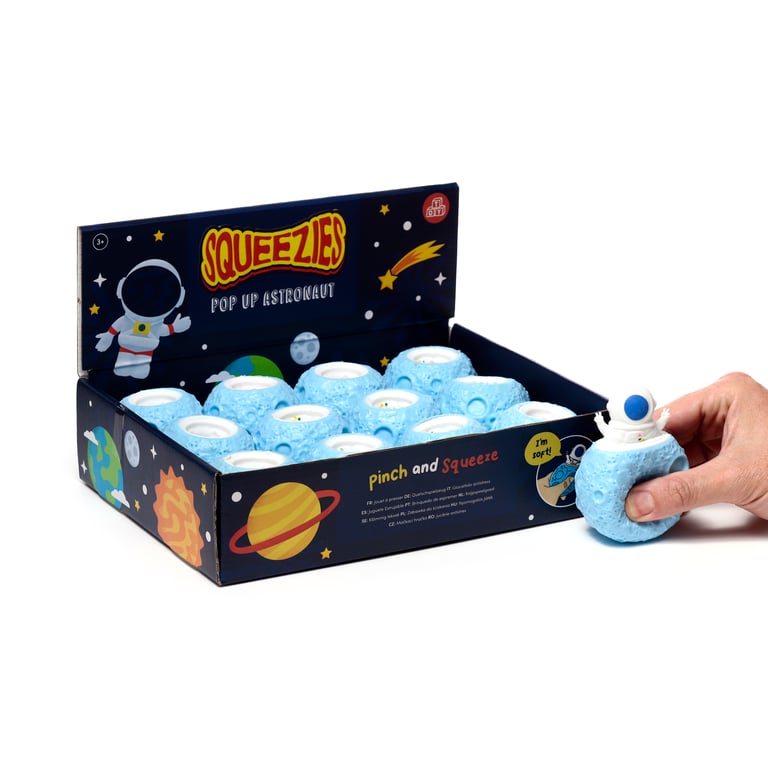 Pop Out Toy Spaceman Astronaut & Planet - CE/UKCA Marked, EN71 Compliant TPR Material Playset