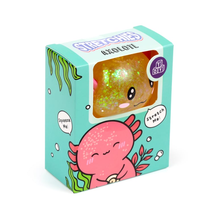 Stretchy Squeezy Fidget Toy - Glitter Axolotl (EN71 Certified)