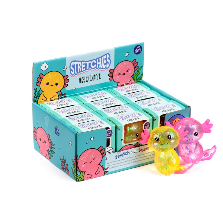 Stretchy Squeezy Fidget Toy - Glitter Axolotl (EN71 Certified)