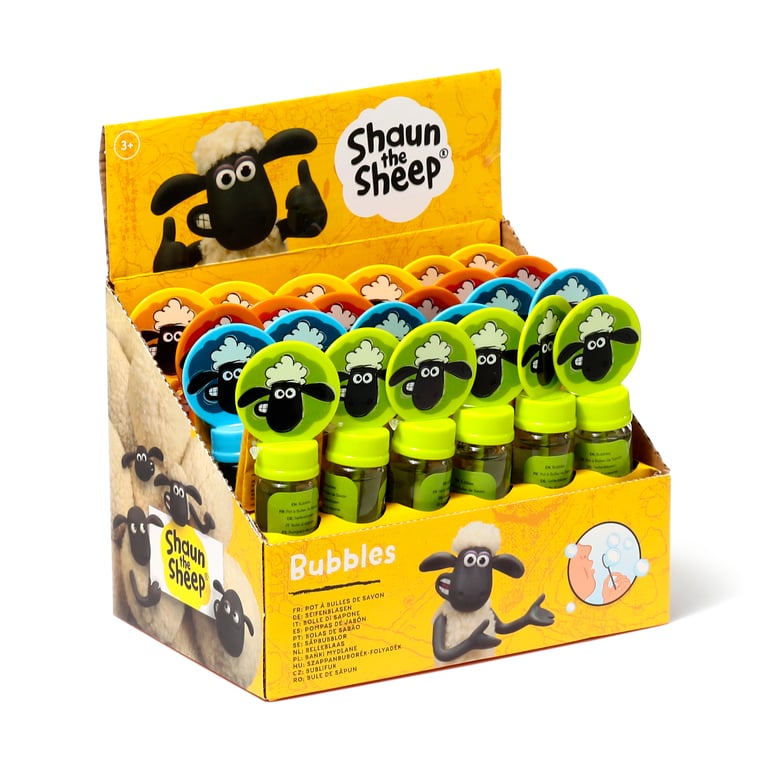 Shaun the Sheep Fun Kids Bubbles - CE/UKCA Marked & EN71 Compliant 35ml Plastic Bubble Set