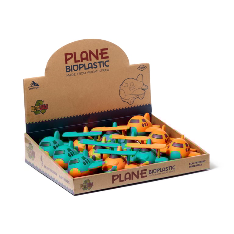 Kids Bioplastic Aeroplane Push Along Toy - Eco Friendly and CE Marked