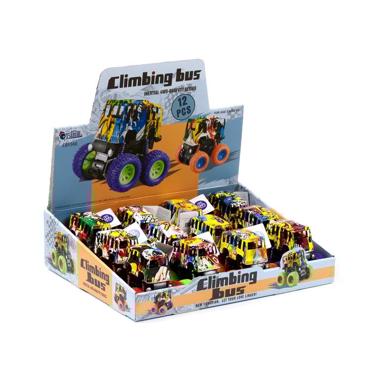 Stunt Graffiti Bus - Kids Friction Action Toy, CE/UKCA Marked & EN71 Certified for Ages 3