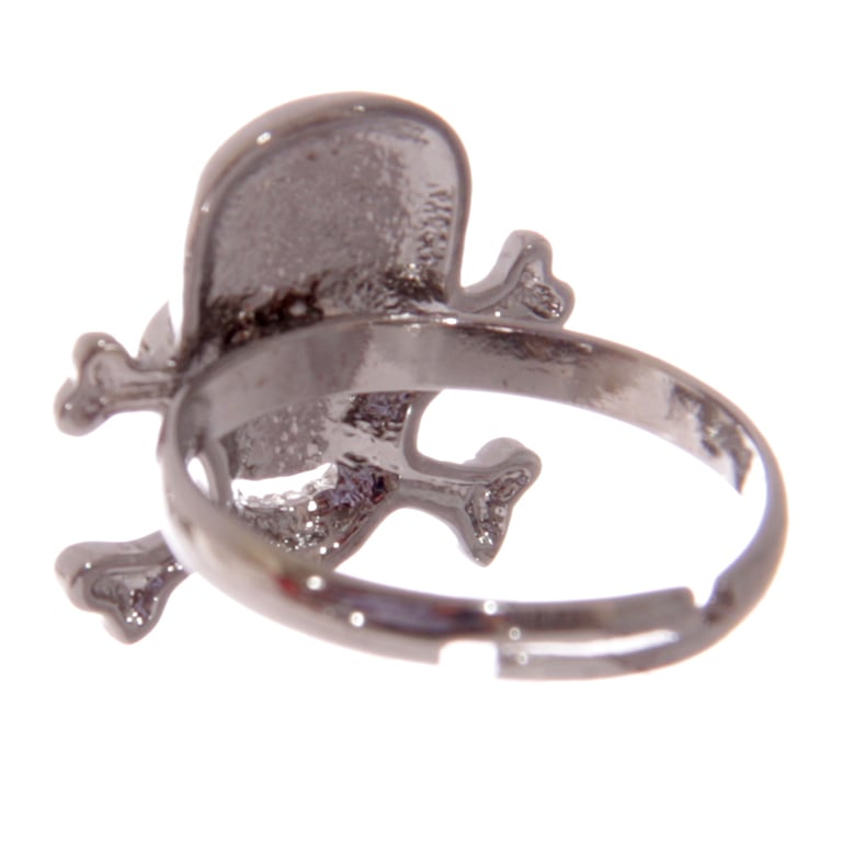 Adjustable Zinc Mood Ring - Skull & Cross Bone Design, CE Marked