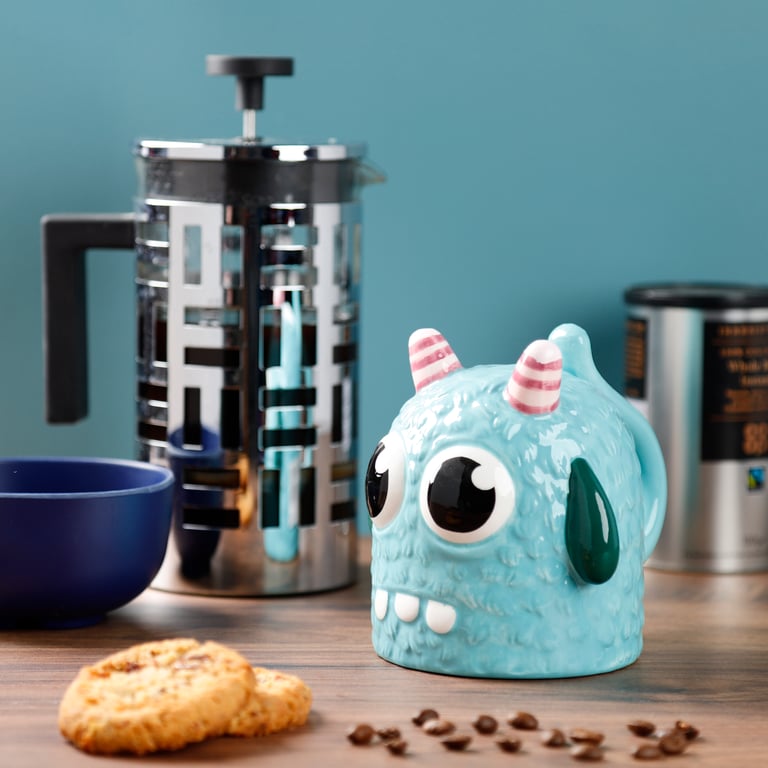 Ceramic Blue Monstarz Monster Novelty Upside Down Mug - 550ml, Dishwasher & Microwave Not Recommended