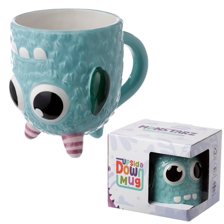 Ceramic Blue Monstarz Monster Novelty Upside Down Mug - 550ml, Dishwasher & Microwave Not Recommended