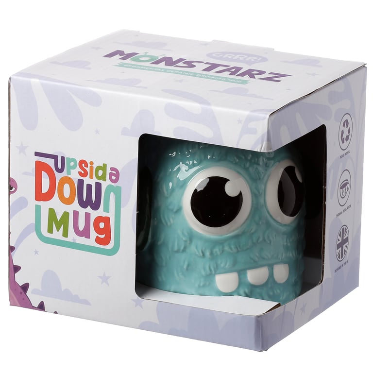 Ceramic Blue Monstarz Monster Novelty Upside Down Mug - 550ml, Dishwasher & Microwave Not Recommended