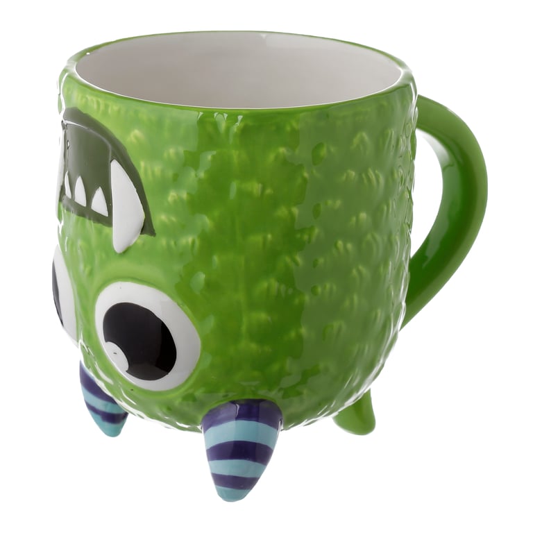 Novelty Upside Down Ceramic Dolomite Mug - Green Monstarz Monster Design