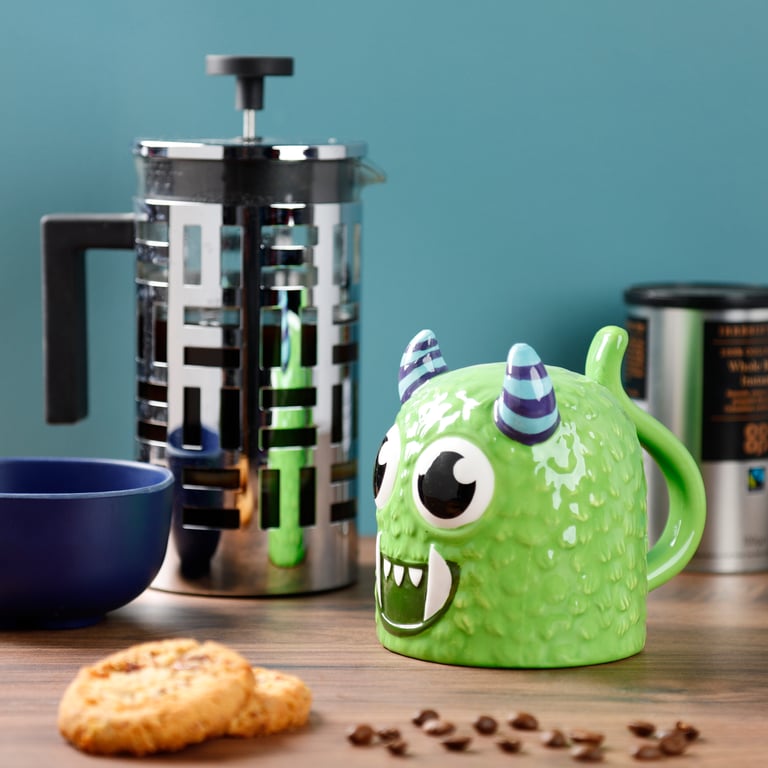 Novelty Upside Down Ceramic Dolomite Mug - Green Monstarz Monster Design