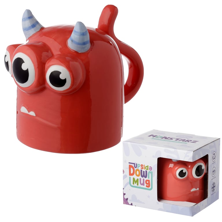 Novelty Upside Down Ceramic Monster Mug - 550ml Red