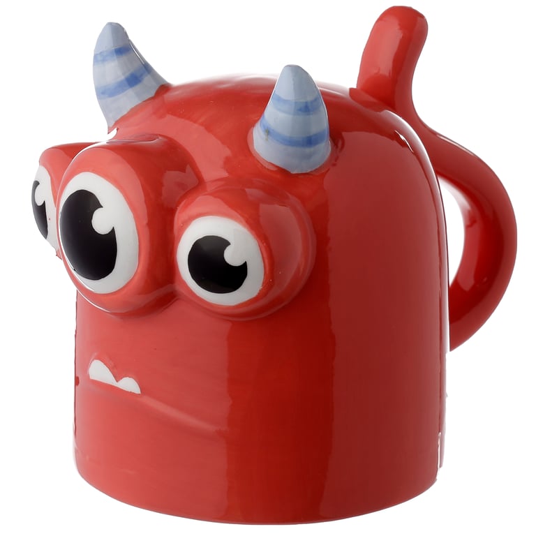 Novelty Upside Down Ceramic Monster Mug - 550ml Red