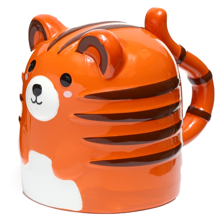 Adoramals Tiger Ceramic Novelty Upside Down Mug - 600ml Food Safe