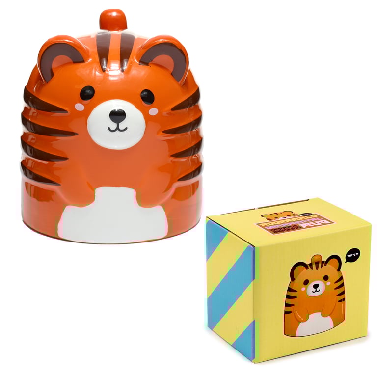 Adoramals Tiger Ceramic Novelty Upside Down Mug - 600ml Food Safe