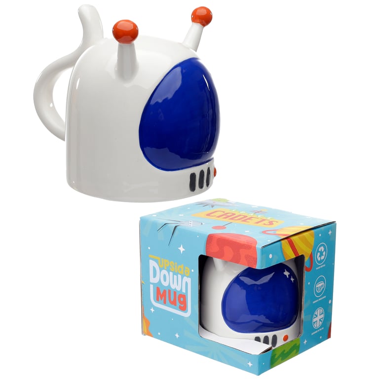 Space Cadet Astronaut Ceramic Upside Down Mug - Dishwasher and Microwave Safe Free Design