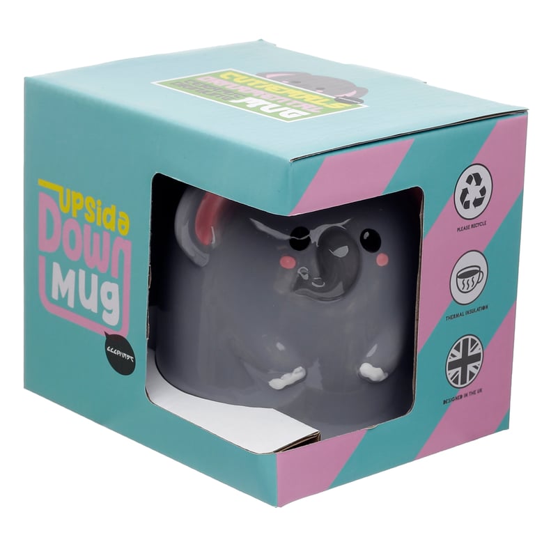 Adoramals Elephant Upside Down 550ml Ceramic Mug - Unique Design, Microwave Safe
