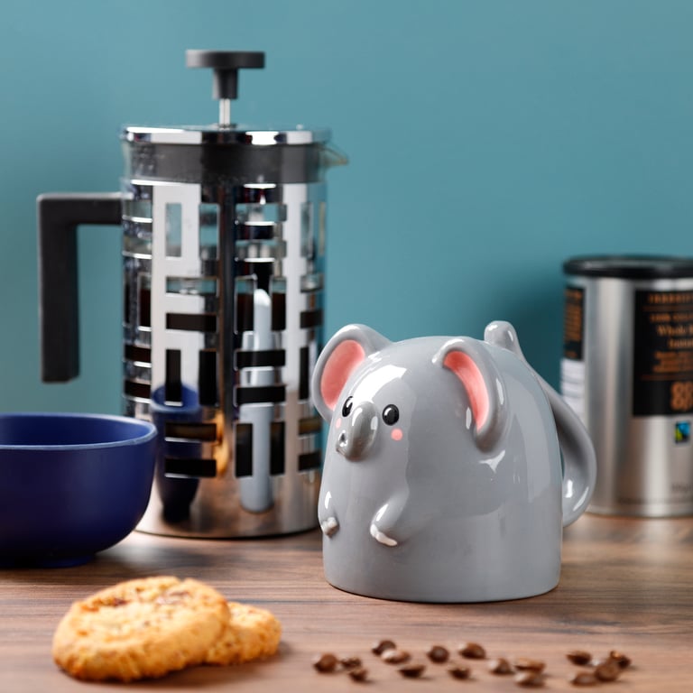 Adoramals Elephant Upside Down 550ml Ceramic Mug - Unique Design, Microwave Safe