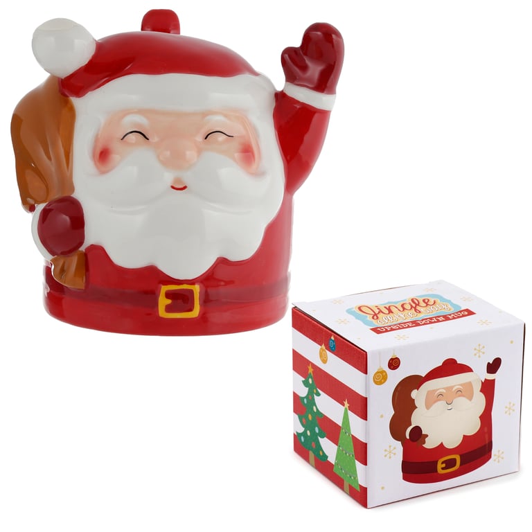 Christmas Santa Upside Down Ceramic Mug - 500ml Reversable Dishware