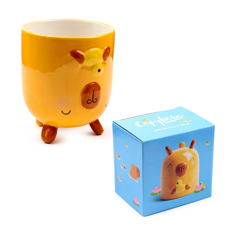 Novelty Upside Down Ceramic Capybara Mug - Handcrafted Dolomite Design, Microwave and Dishwasher Free