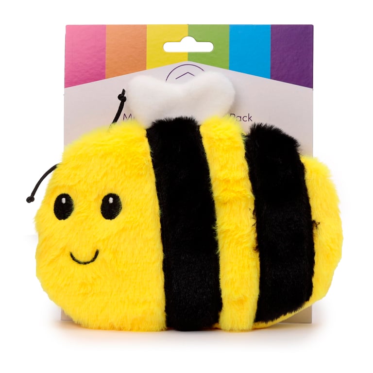 Microwavable Plush Lavender Heat Pack - Bumble Bee, Safety Approved Home Remedy Heat Therapy Pack with Wheat and Lavender Seeds
