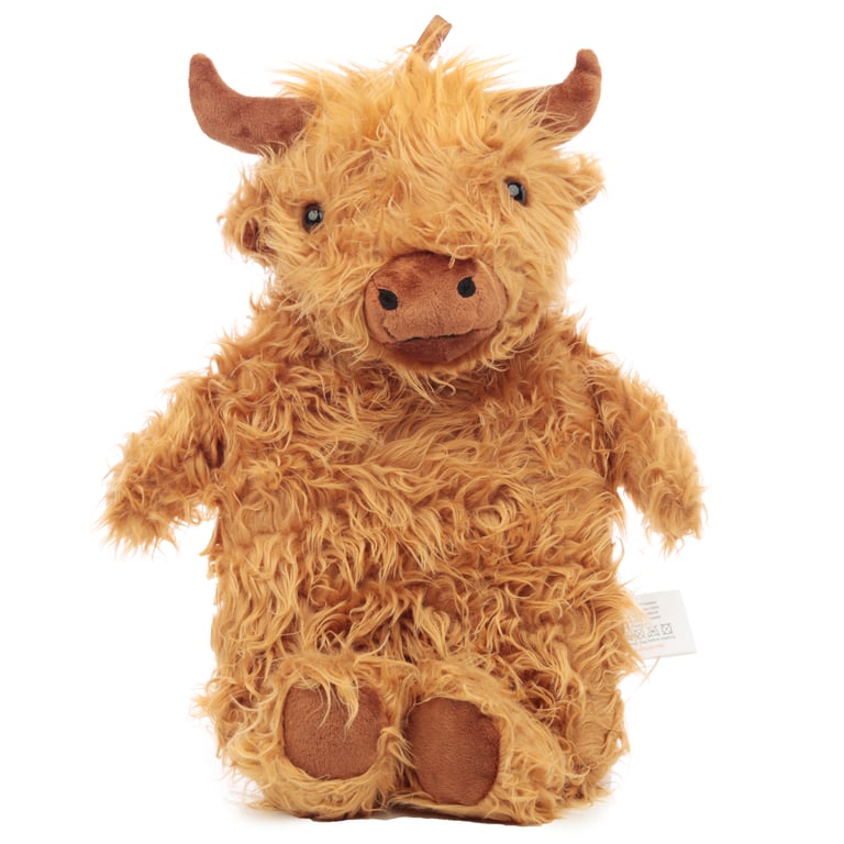 Highland Coo Hot Water Bottle 650ml - CE/UKCA Marked & Soft Plush Cover