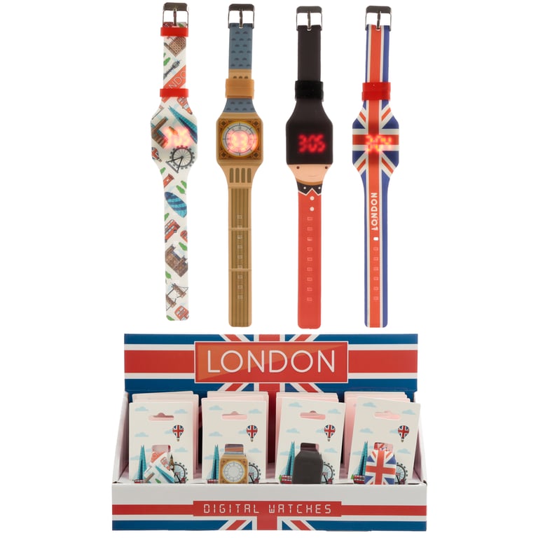 Silicone London Icons Digital Watch - CE Marked, CR2016 Battery Included