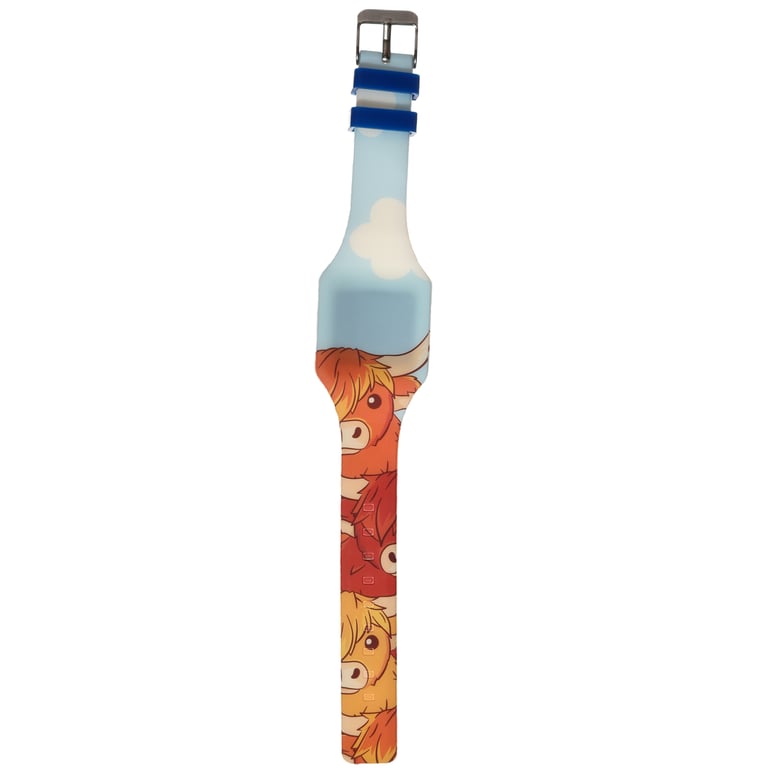 Silicone Digital Watch - Highland Coo Cow CE Marked with Date & Time Display and CR2016 Battery Included