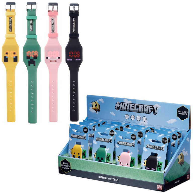 Silicone Digital Watch - Minecraft Faces, Licensed and Battery Operated