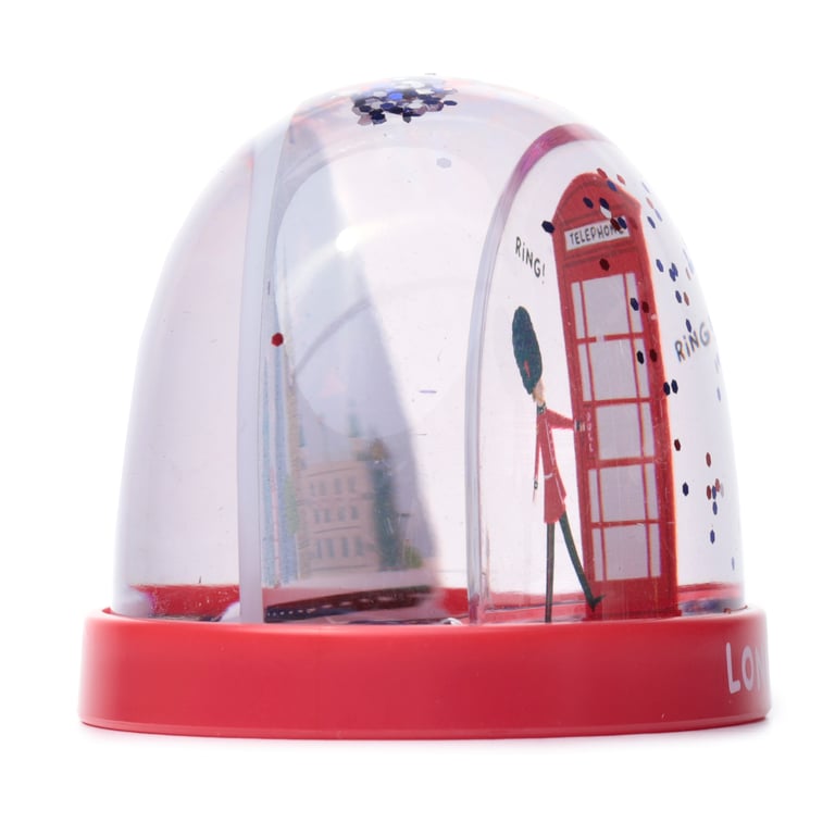 London Icons Collectible - Red Telephone Box with Glitter Finish (Medium) Snow Storm Edition Plastic Figurine
