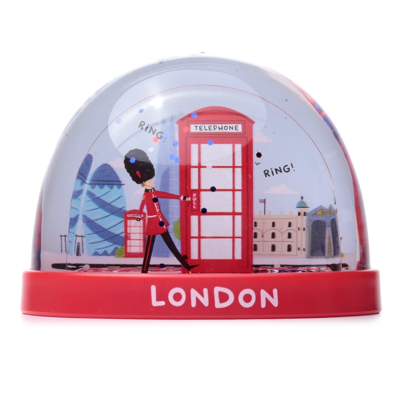 London Icons Collectible - Red Telephone Box with Glitter Finish (Medium) Snow Storm Edition Plastic Figurine