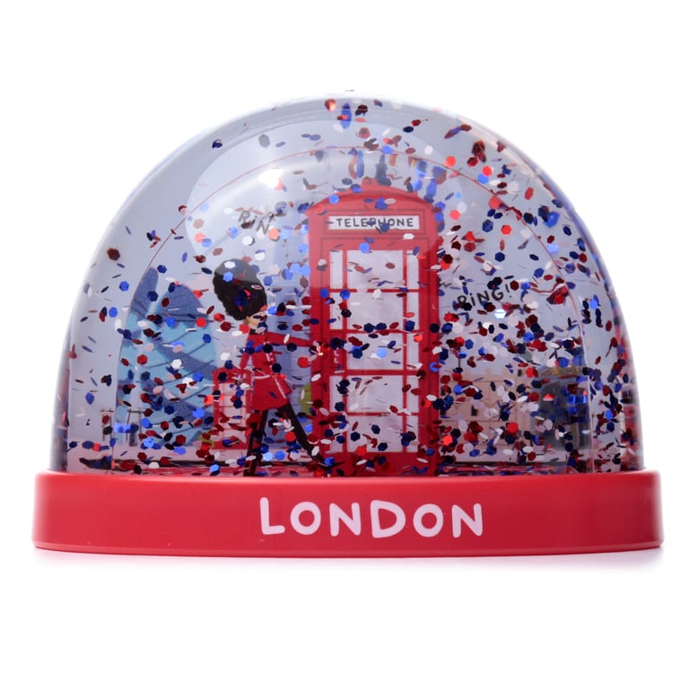 London Icons Collectible - Red Telephone Box with Glitter Finish (Medium) Snow Storm Edition Plastic Figurine