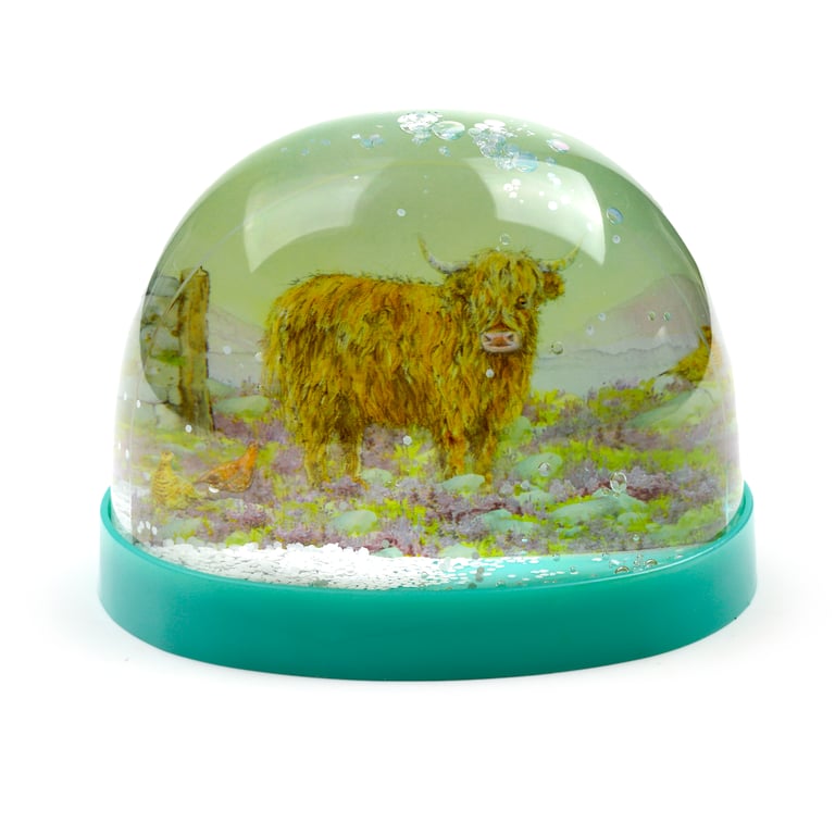 Jan Pashley Highland Coo Collectable Snow Storm - Licensed Plastic Collectible with Glitter