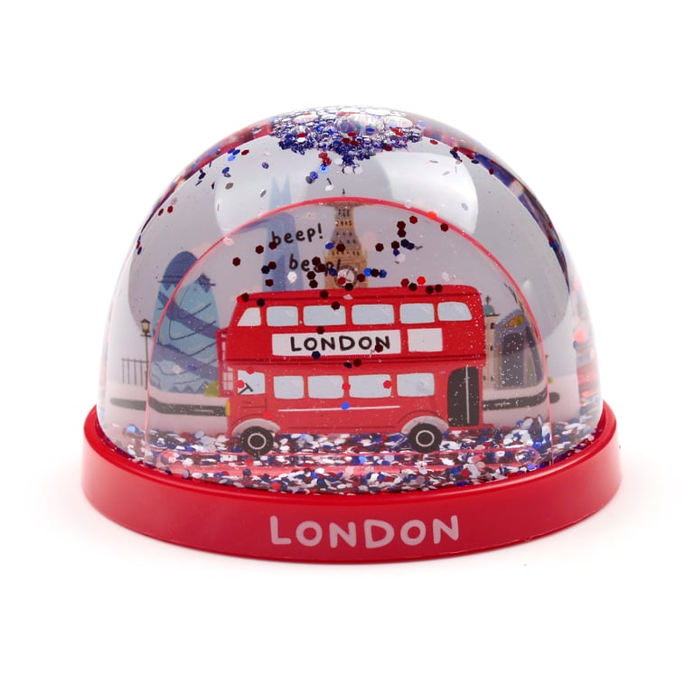 Collectable Snow Storm London Bus Model - Plastic & Glitter London Souvenir
