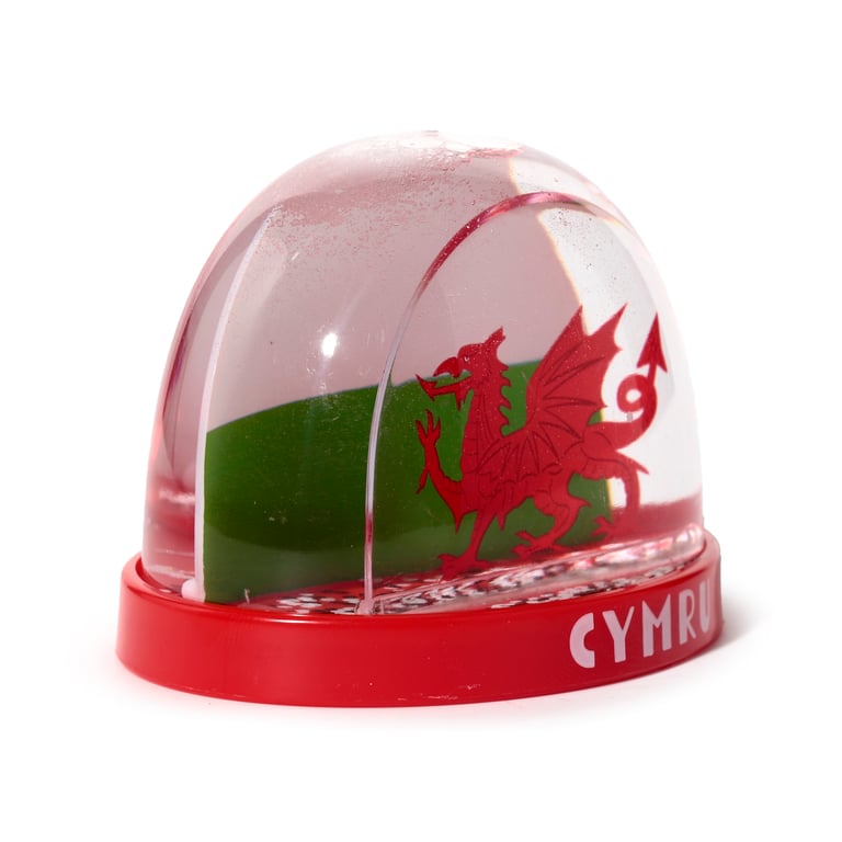 Collectable Snow Storm Welsh Dragon Wales Figurine - Plastic & Glitter Statue