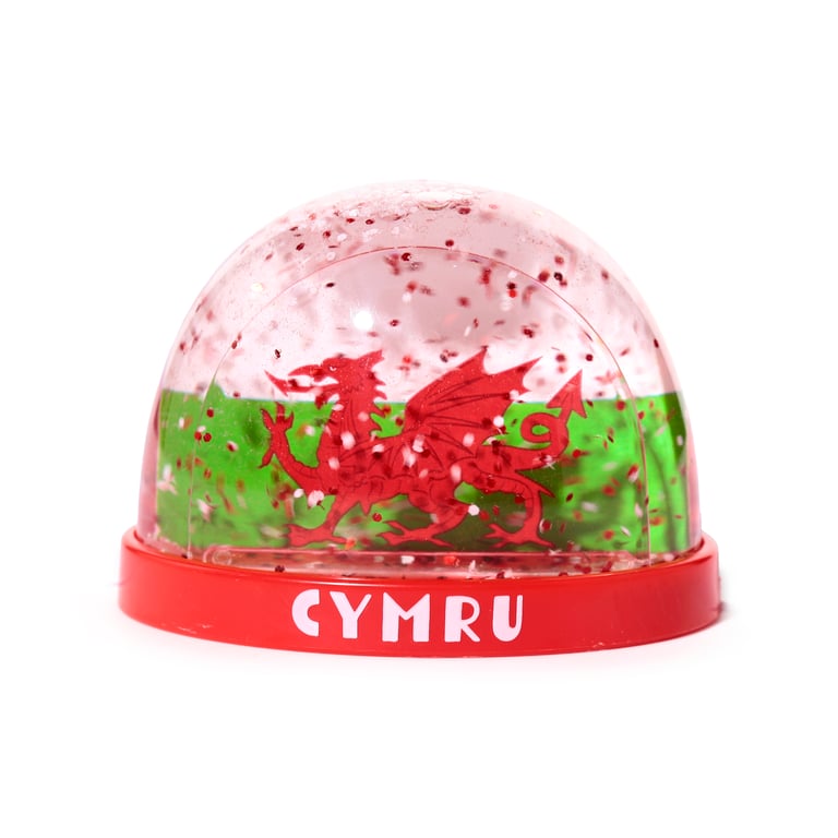 Collectable Snow Storm Welsh Dragon Wales Figurine - Plastic & Glitter Statue