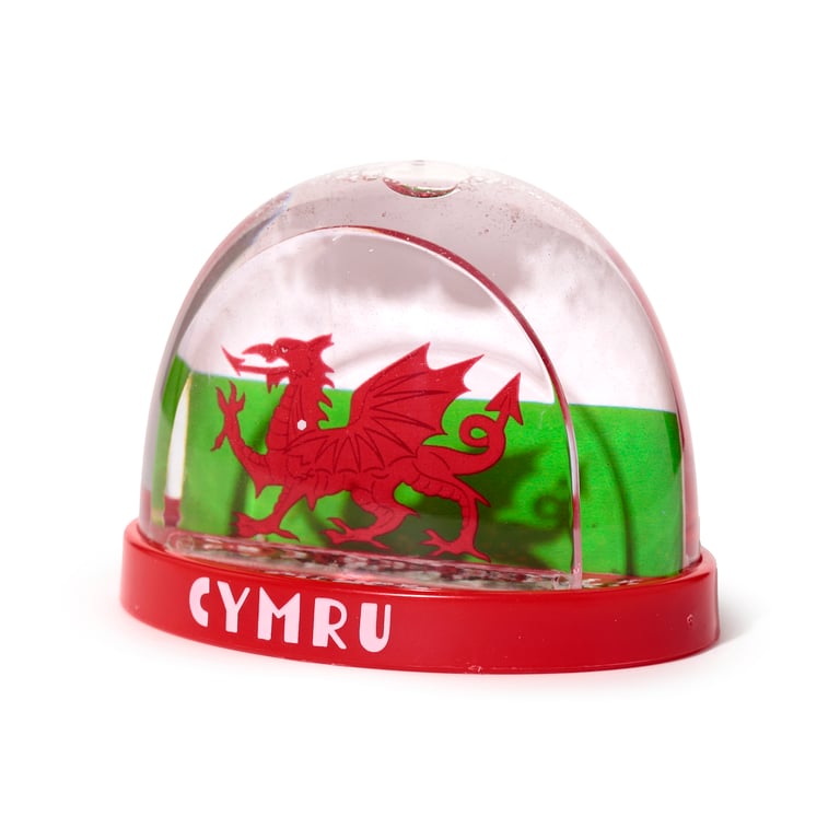 Collectable Snow Storm Welsh Dragon Wales Figurine - Plastic & Glitter Statue