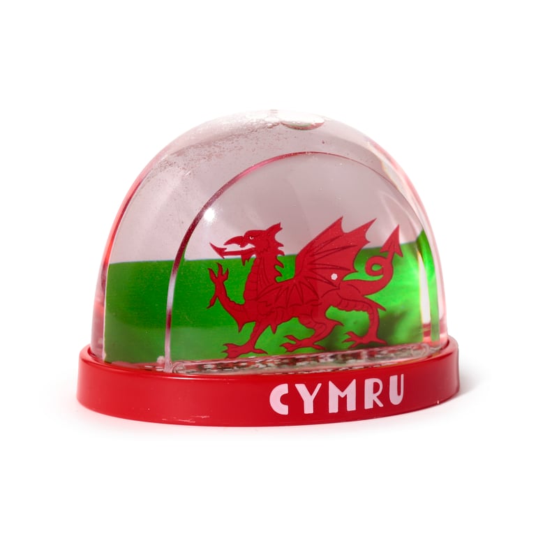 Collectable Snow Storm Welsh Dragon Wales Figurine - Plastic & Glitter Statue