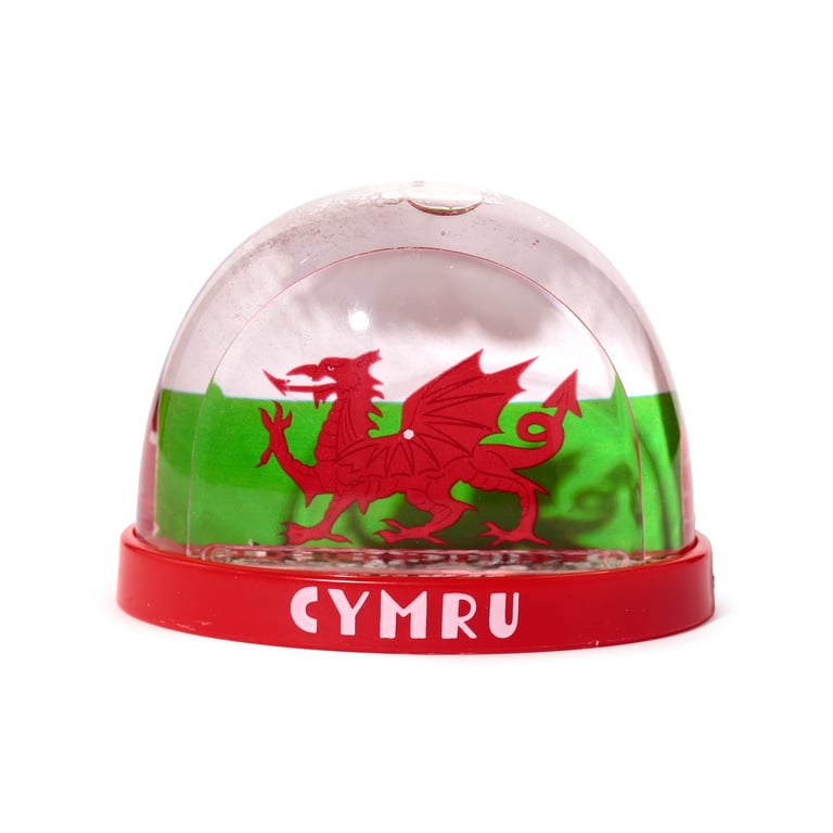 Collectable Snow Storm Welsh Dragon Wales Figurine - Plastic & Glitter Statue