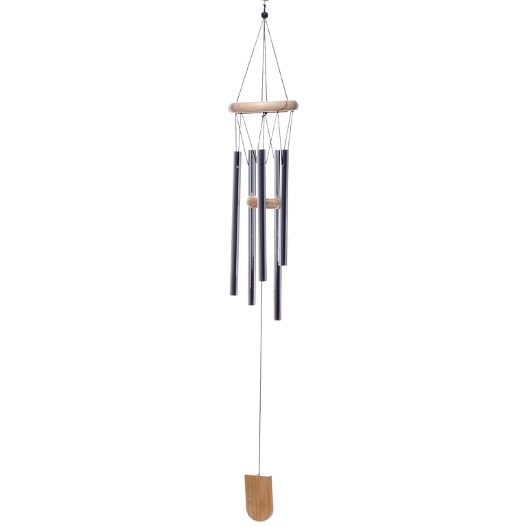 Decorative Metal Garden Wind Chime 58cm - Wood and Metal Construction, Perfect Home Garden Decor