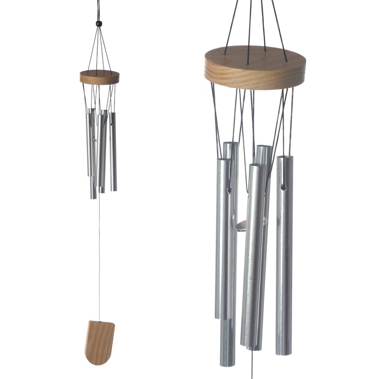 Decorative Metal Garden Wind Chime 37cm - Wooden and Metal Construction Outdoor Home Decoration