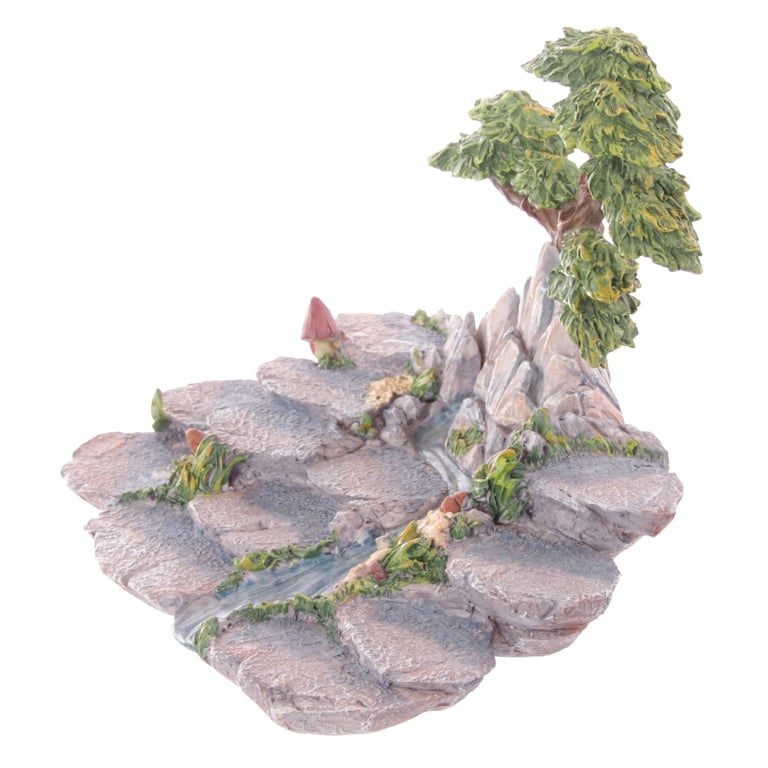 Tiered Resin Fairy Mountain Display Stand with Multi-Level Storage