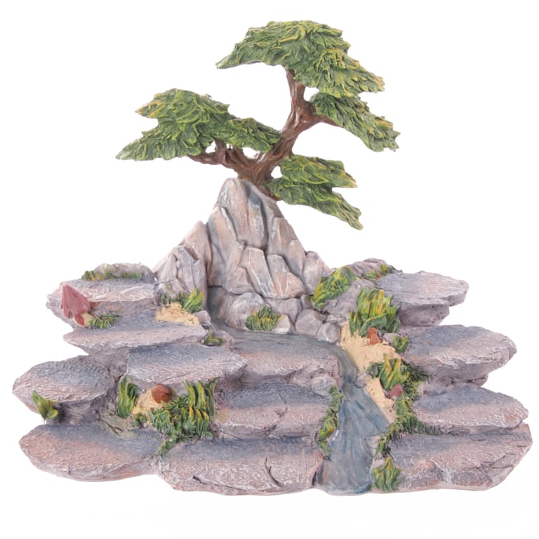 Tiered Resin Fairy Mountain Display Stand with Multi-Level Storage