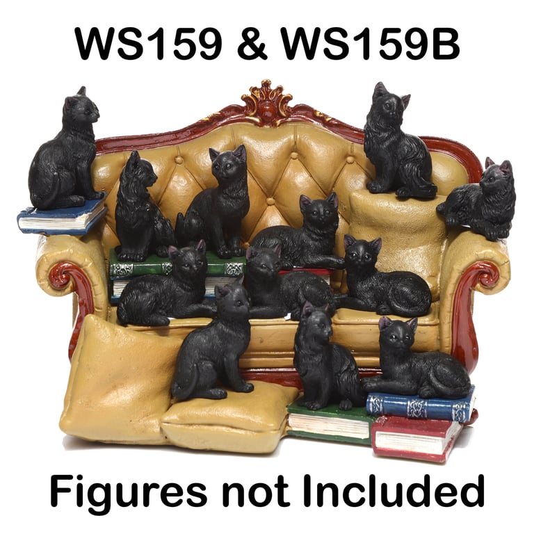 Black Cat Resin Tiered Trinket Display Stand for Home Decor